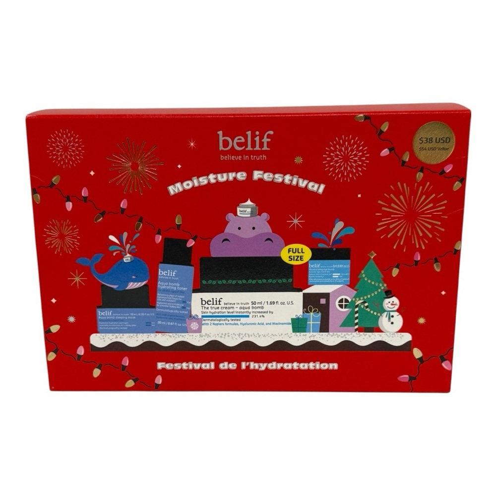 belif Moisture Festival Winter Skincare Gift Set Aqua Bomb Full Size BRAND NEW